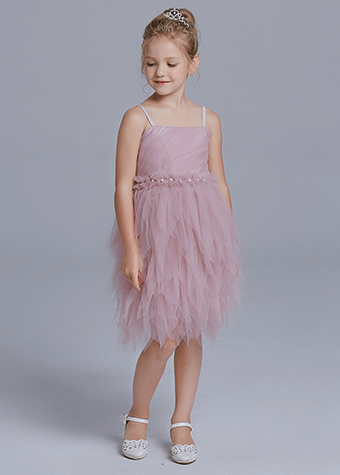 Flower Girl Dress Tulle Off Shoulder Beaded Party Dress With Straps